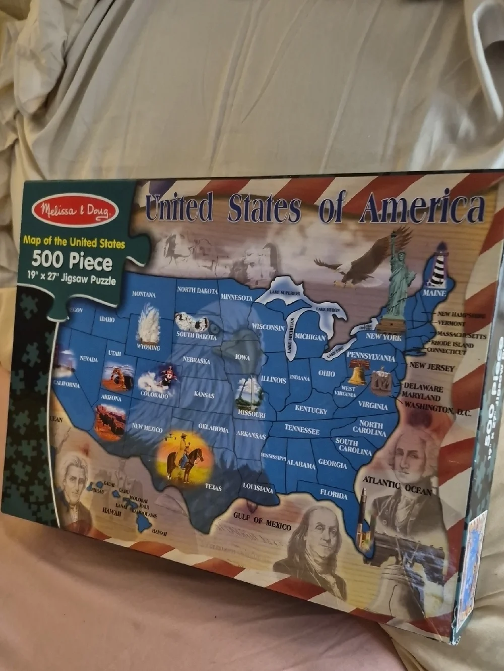Melissa & Doug Blue United States Map 500-Piece Jigsaw Puzzle 19x27